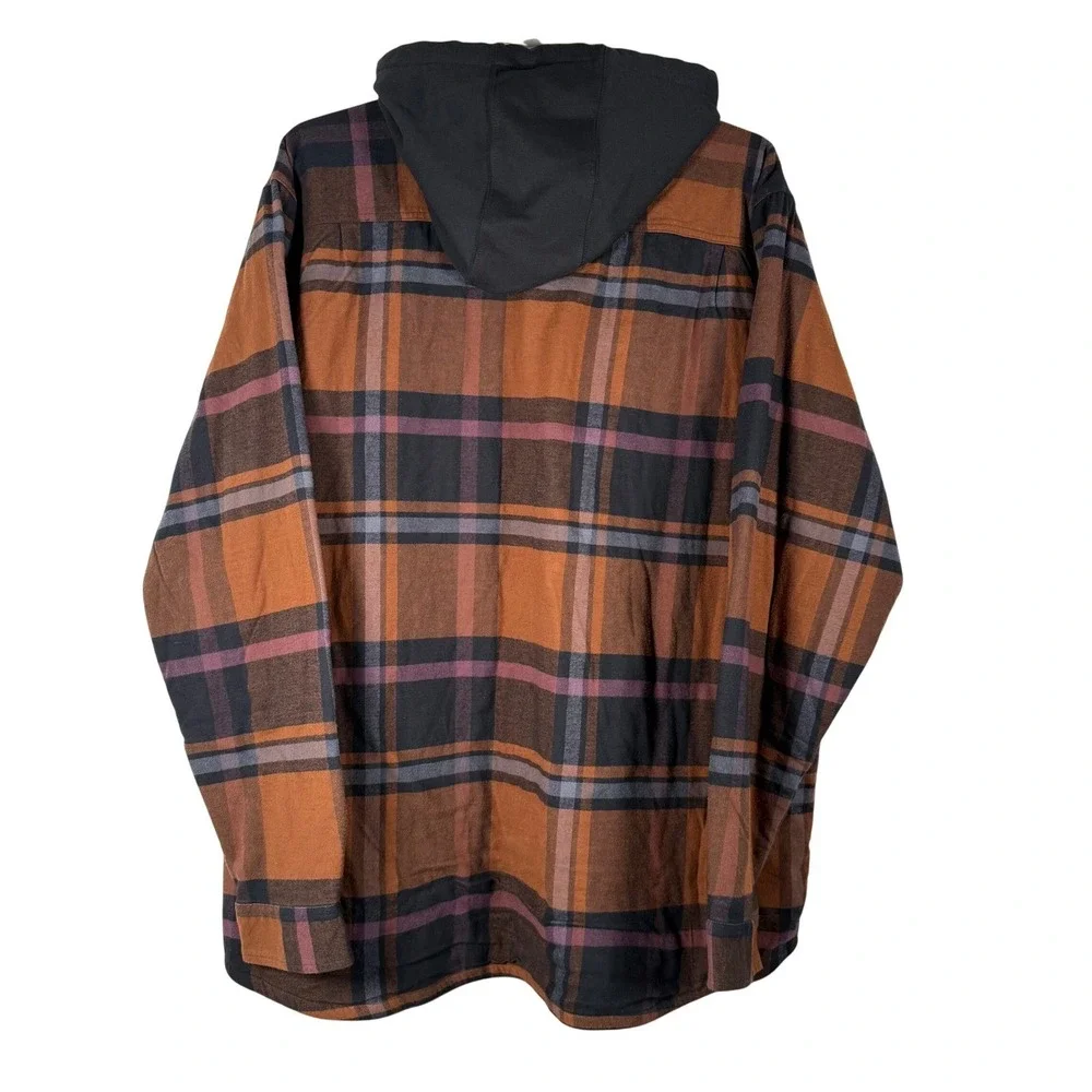 Carhartt 2XLT Rugged Flex Fleece Lined Hooded Flannel Copper Plaid TJ5621-M